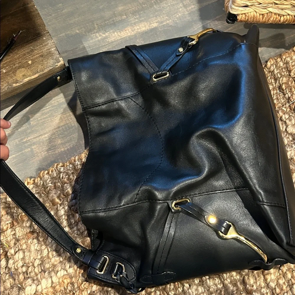 LAUREN RALPH LAUREN Woodbridge Leather Large Hobo Black